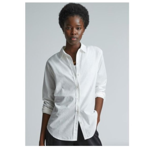 Everlane Tops - Everlane The Silky Cotton Relaxed White Long Sleeve Button Down Shirt 8